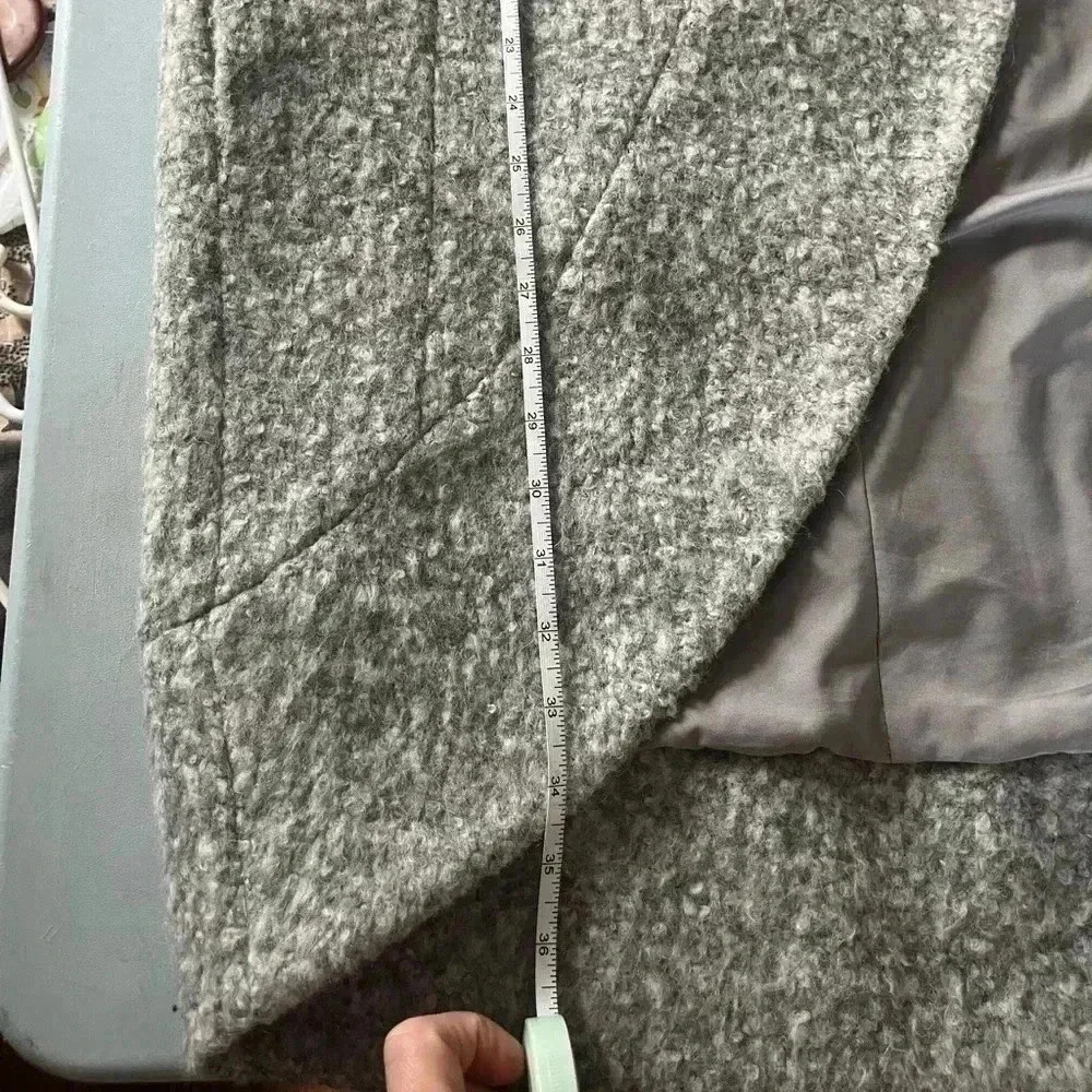 ZAC POSEN Wool Gray Open Blanket Cape Coat Pockets Minimalist Timeless Capsule|S - Picture 13 of 14